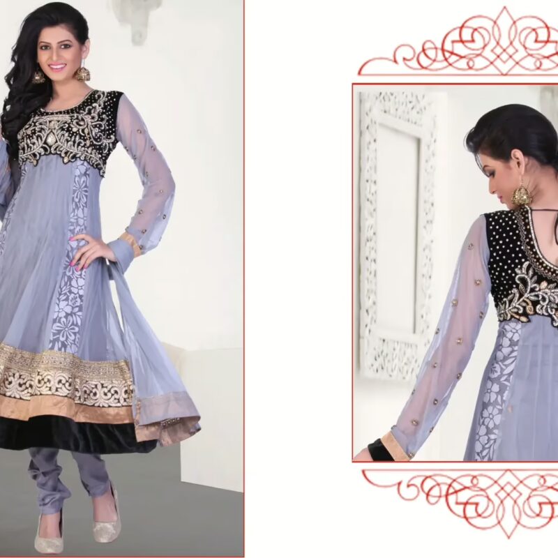 Pazaar Kaanchi Light Grey Embroidered Anarkali Salwar Kameez
