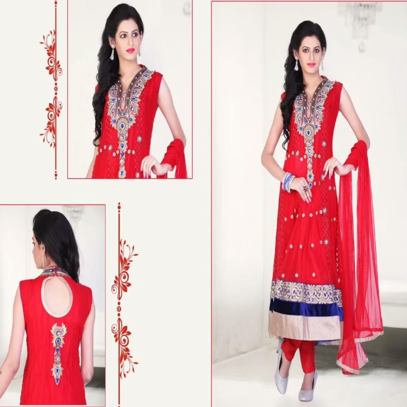 Pazaar Kaanchi Rose-madder Red Embroidered Anarkali Salwar Kameez