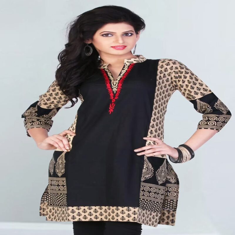 Pazaar Tulip Black Printed Party kurti