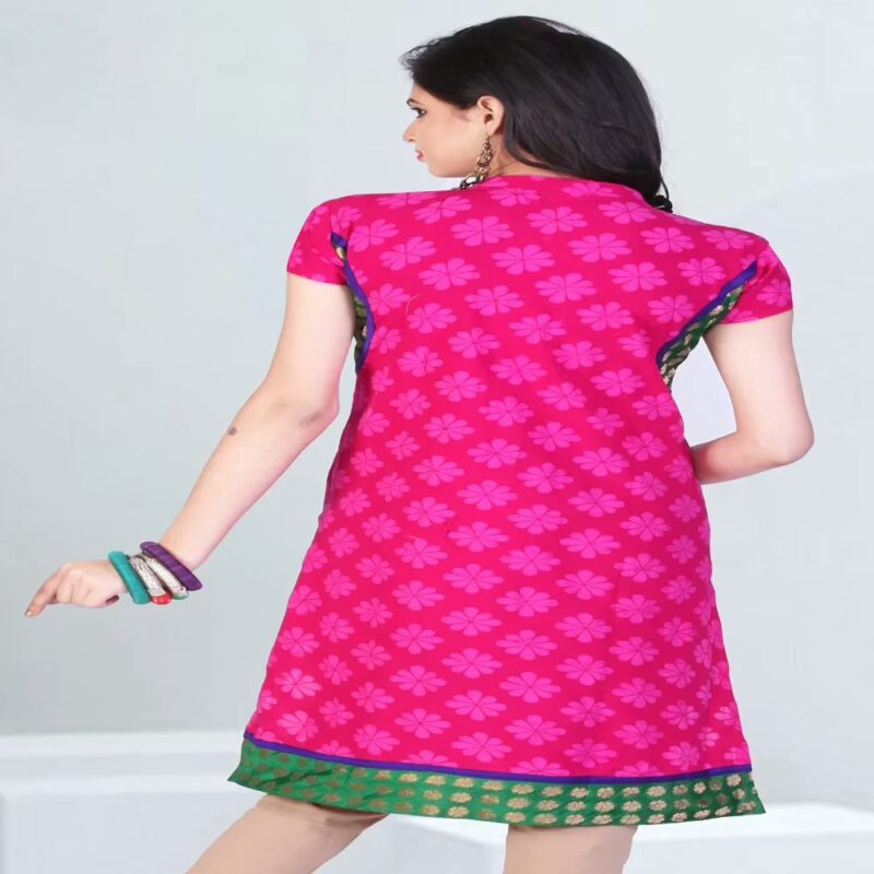 Pazaar Tulip Deep Pink Embroidered Printed Festival kurti