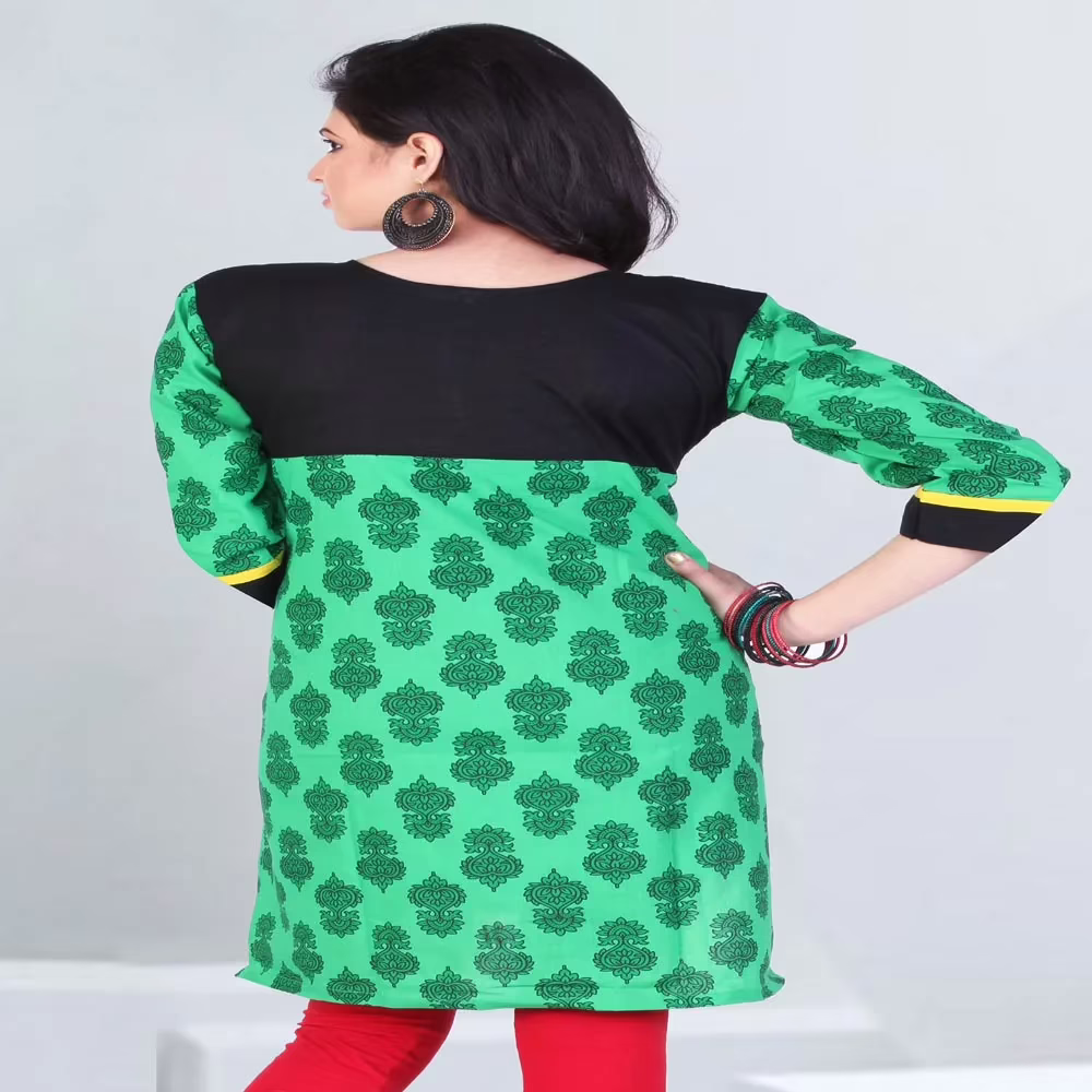 Pazaar Tulip Green Embroidered Patch Border Festival kurti - Image 2