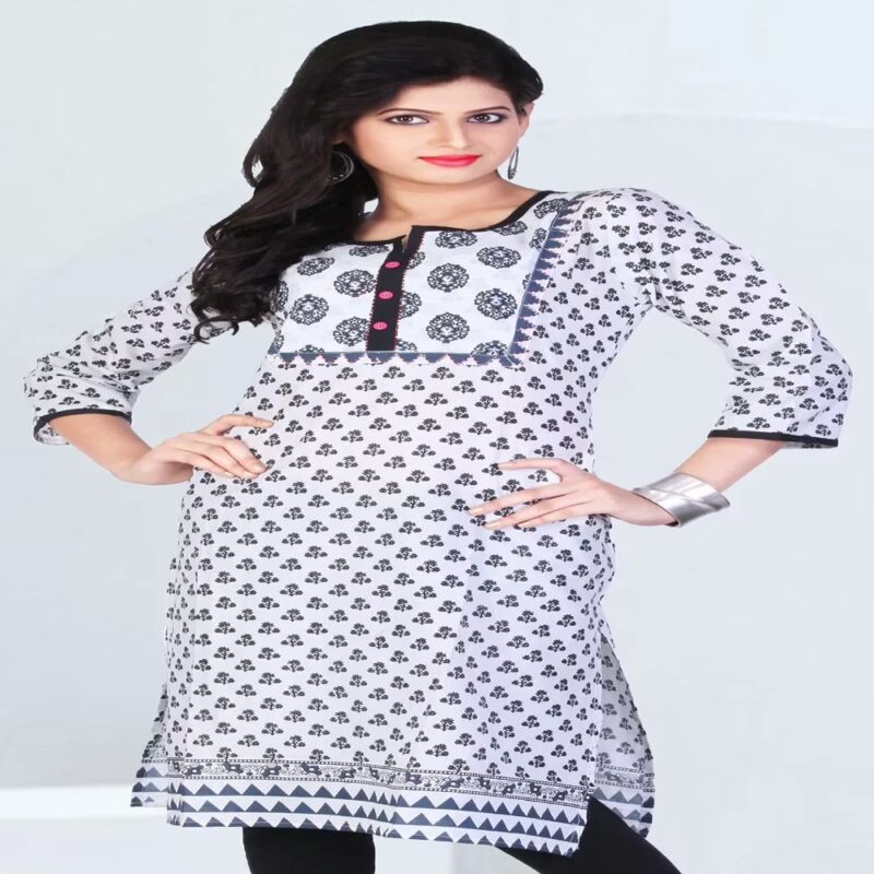 Pazaar Tulip Off-White & Black Printed kurti