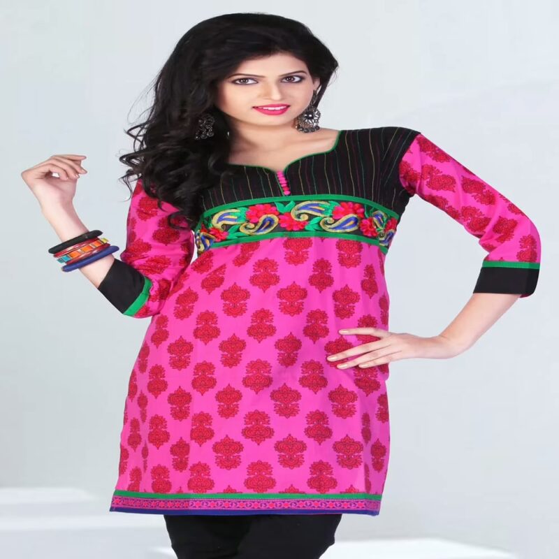 Pazaar Tulip Pink Embroidered Festival kurti