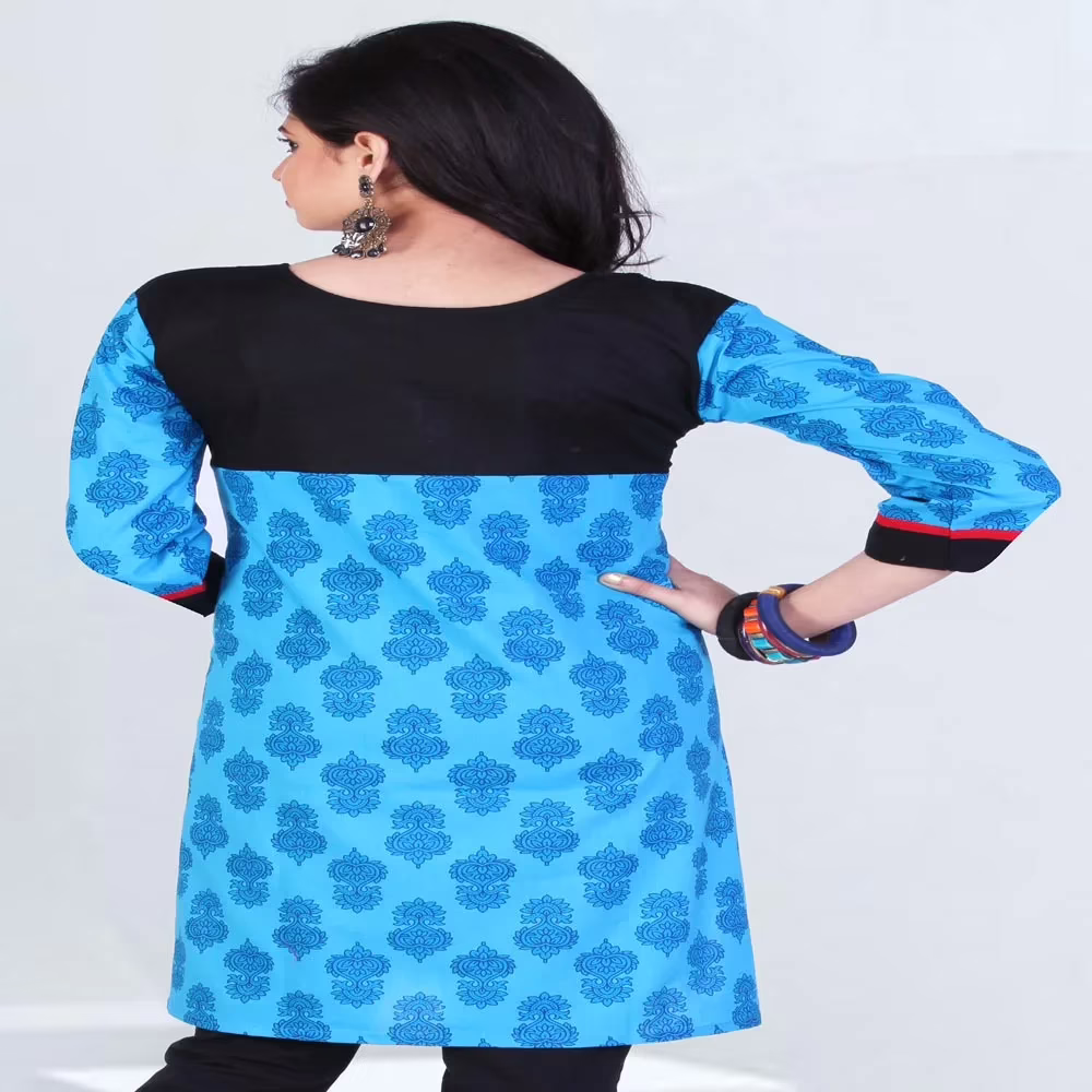 Pazaar Tulip Sky Blue Embroidered Festival kurti - Image 2