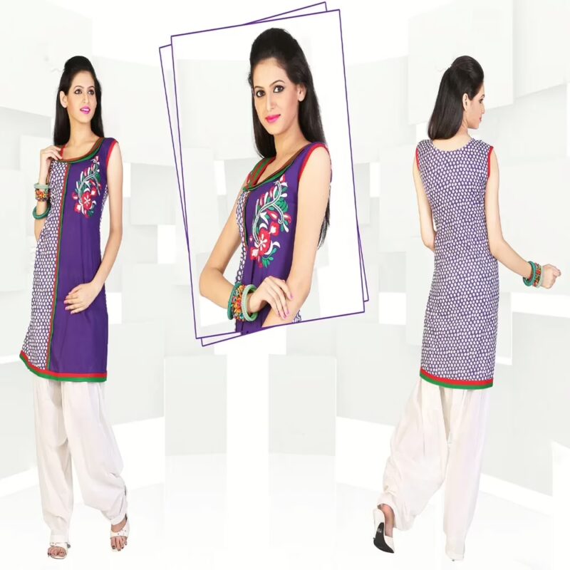 Pazaar Tulip Violet Embroidered Party kurti