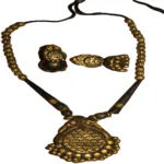 Peacock Pendant & Ear Hangings Set Color Black & Gold Combo Jewelry