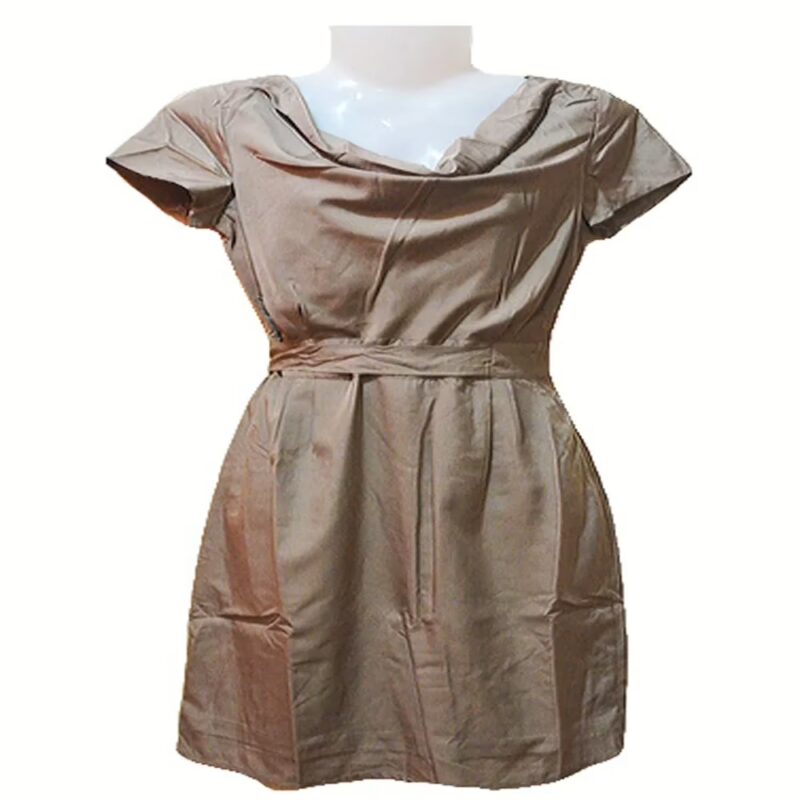 Pier One Cowl Neck Copper Short Sleeves Belted Tunic Top-Size S