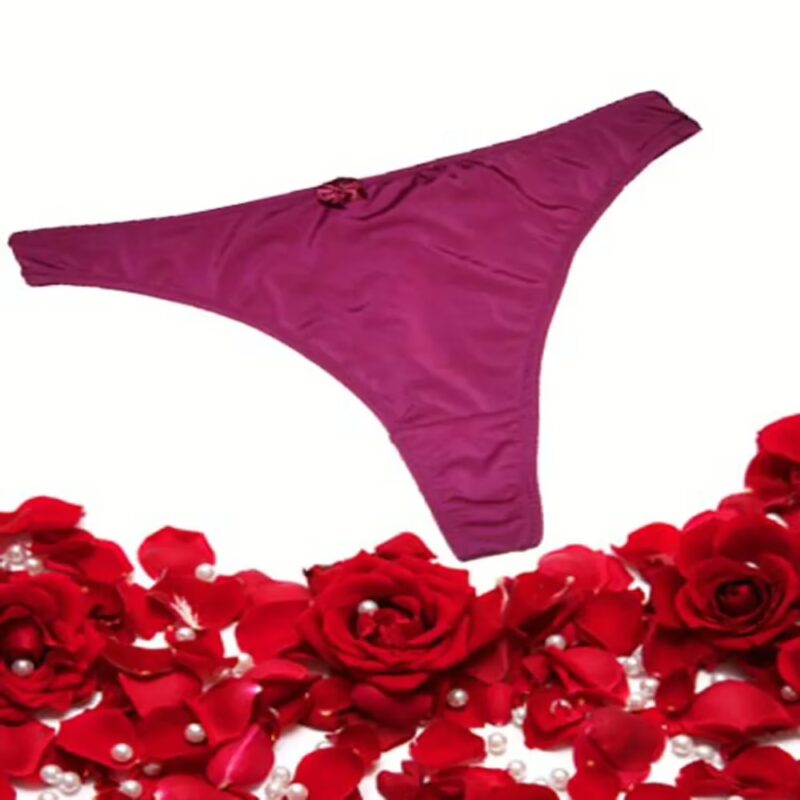 Plain Signature Bow Purple Thong