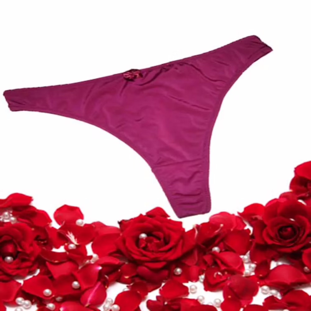 Plain Signature Bow Purple Thong