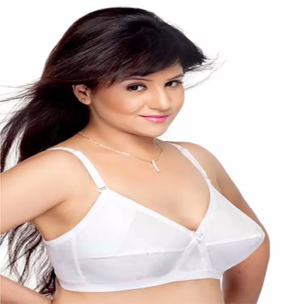 Plus Size White Comfort Bra Size Up to 50