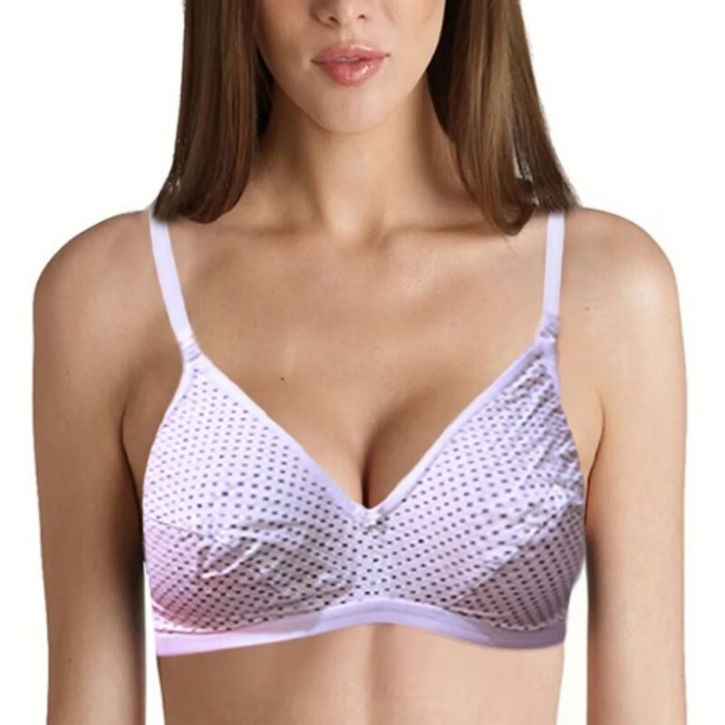 Purple Dotted White Adjustable Strep Bra