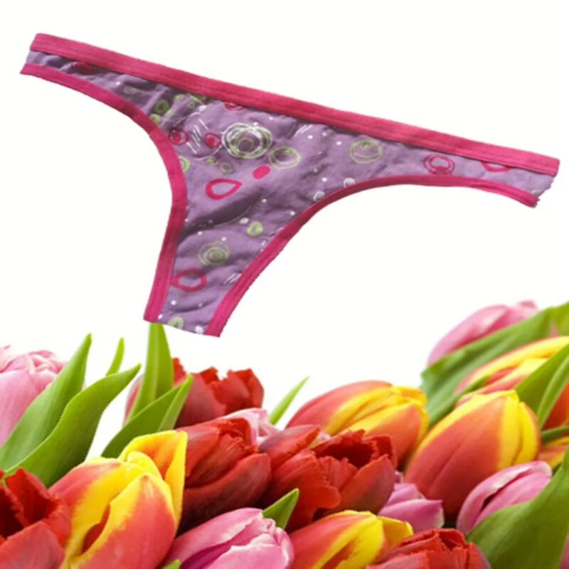 Purple Printed Pink Edge Regular Tanga Thong