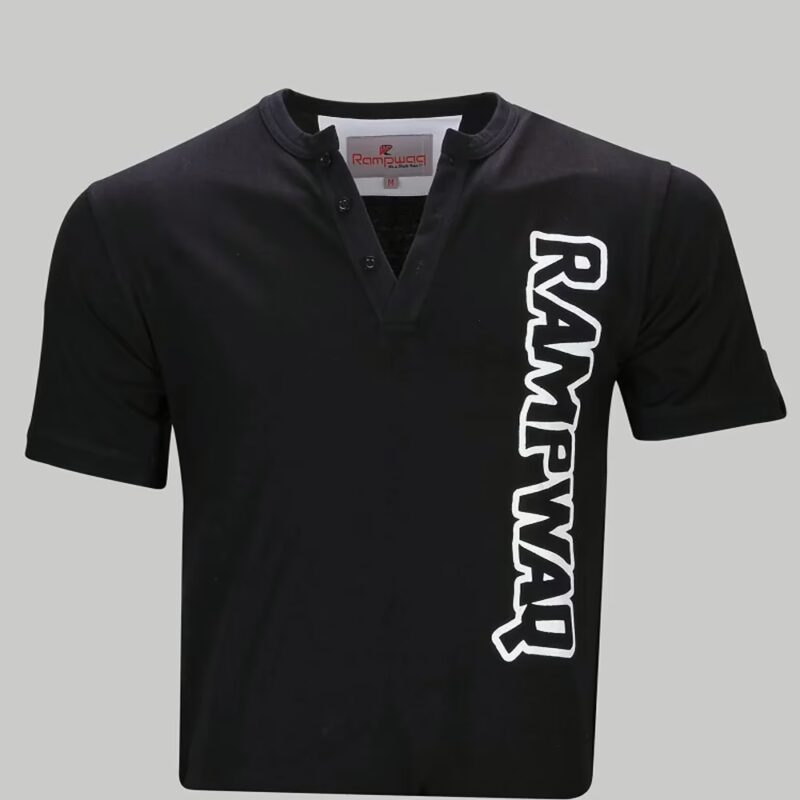 Rampwaq-Black V Neck T-Shirt - Single Jersey