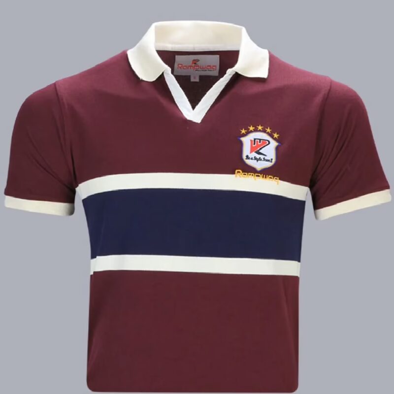 Rampwaq-Polo Maroon White Blue Stripe Tshirt