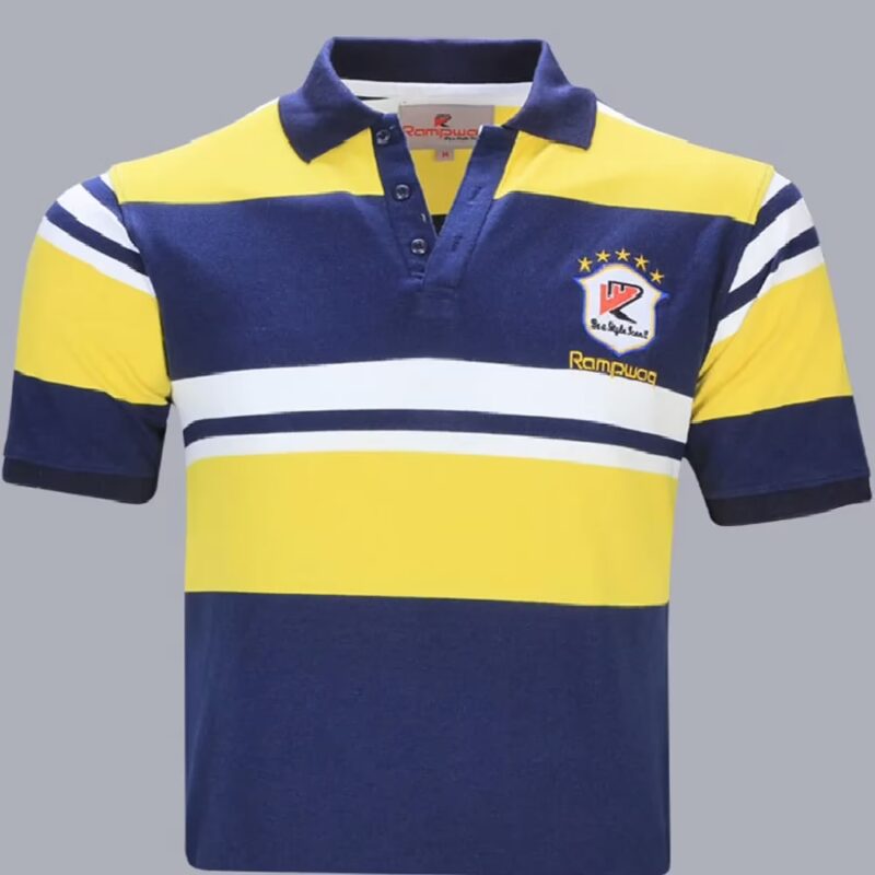 Rampwaq-Polo Tshirt Yellow White Blue Stripe