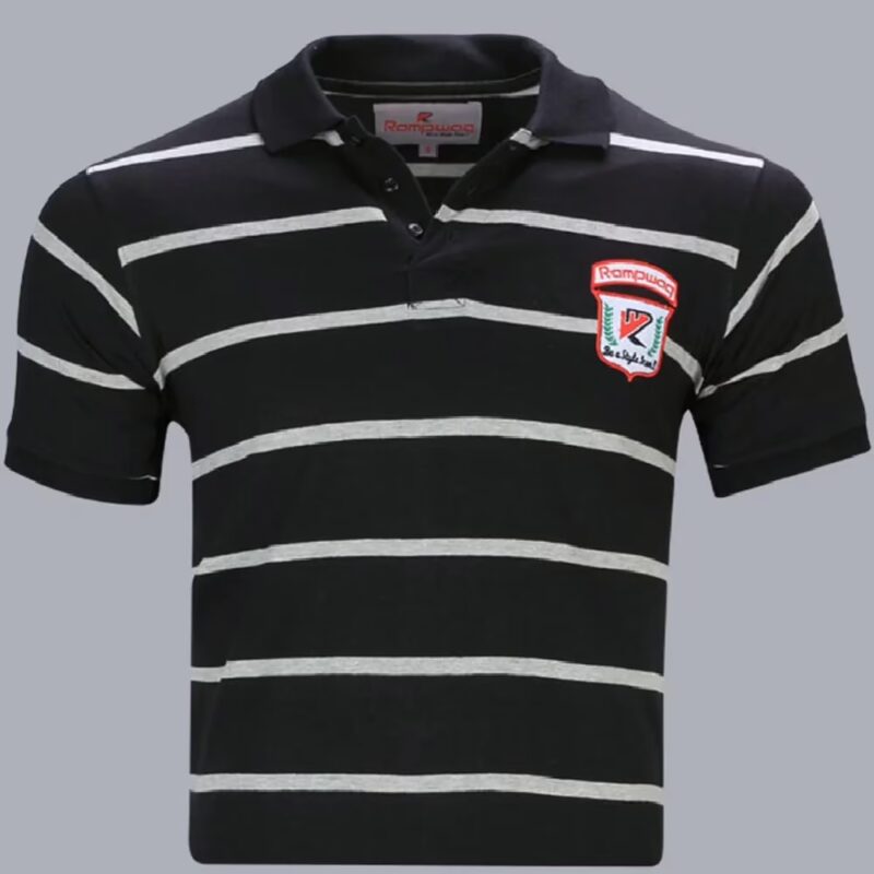 Rampwaq-Polo Black Grey Stripe Tshirt