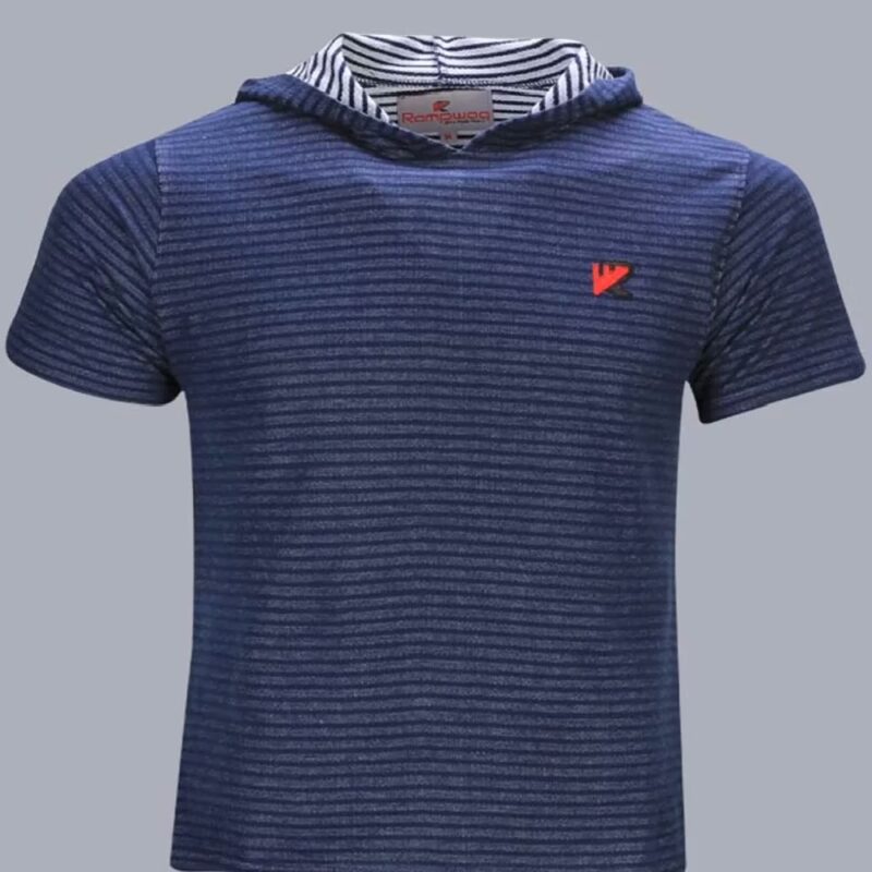 Rampwaq-Striped Polo Hooded Tshirt