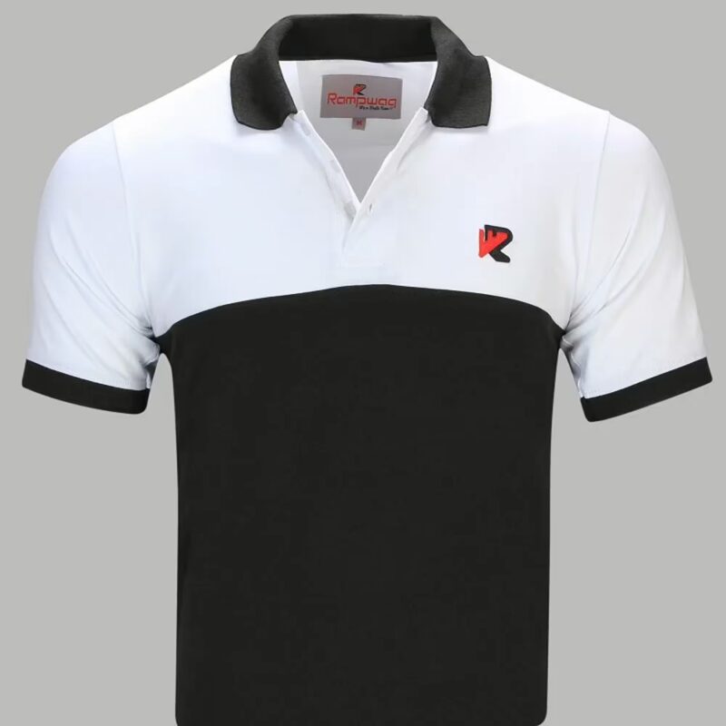 Rampwaq-Polo White Black T-Shirt Single Jersey