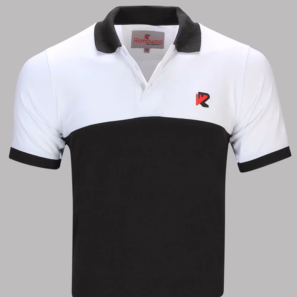 Rampwaq-Polo White Black T-Shirt Single Jersey