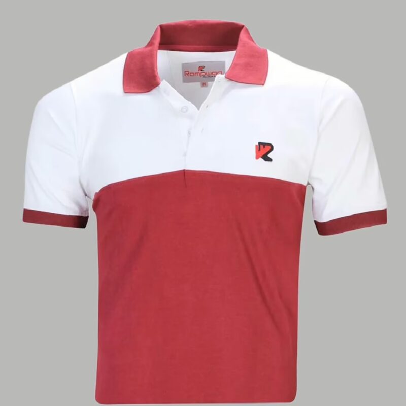 Rampwaq-White Maroon T-Shirt  Polo Single Jersey