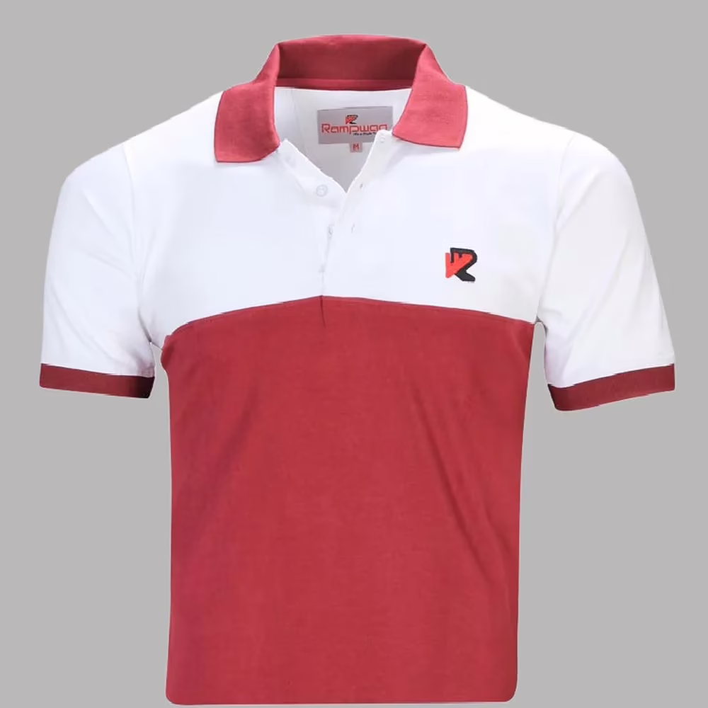 Rampwaq-White Maroon T-Shirt Polo Single Jersey