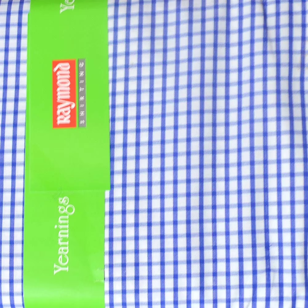Raymond - Stunning Blue Check Shirting Fabric