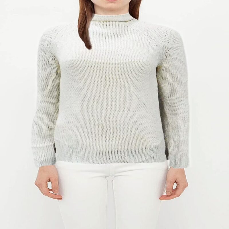 Red Rose White Women Knitted Turtle Neck Sweater