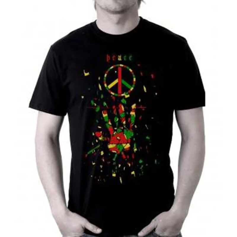 Reptile Peace Black Funky Round Neck T-shirt