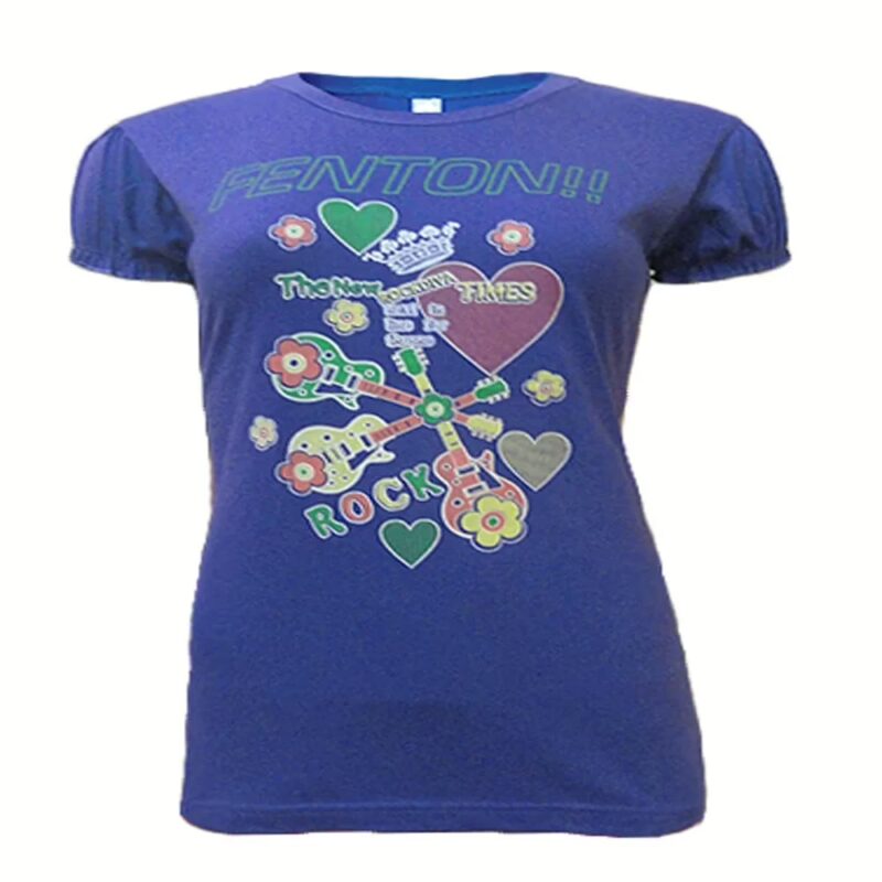 Rock Blue Round Neck Half Sleeves Top