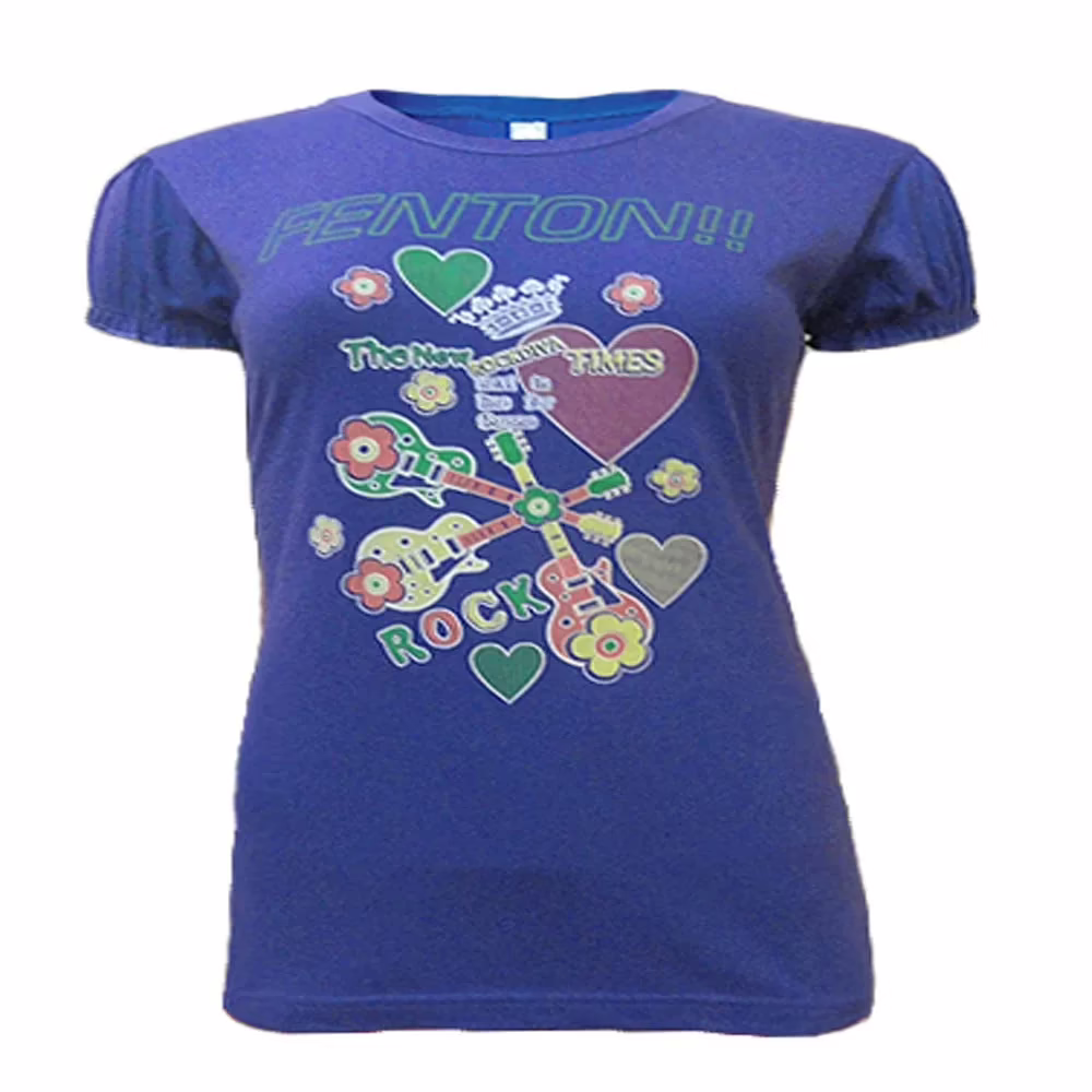 Rock Blue Round Neck Half Sleeves Top