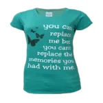 Round Neck Short Sleeves Sea Green Graphic Print Tee