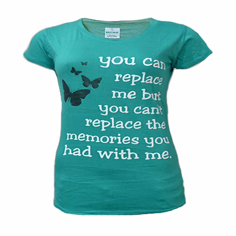 Round Neck Short Sleeves Sea Green Graphic Print Tee