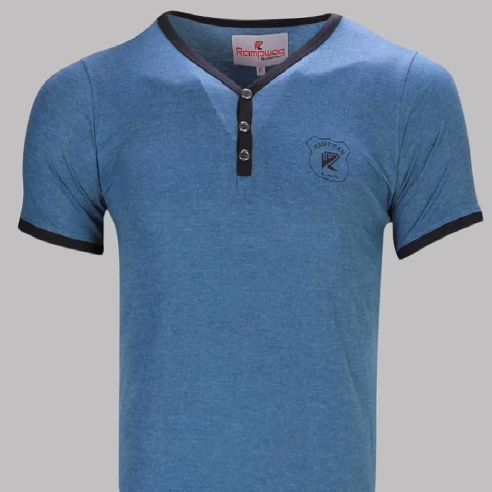 Rampwaq-Melange V Neck Pea-Cock Green Tshirt