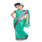 Bhartiya Paridhan -Net Pre Stitched Embroidered Laced Sea Green Saree(2-11 Years)