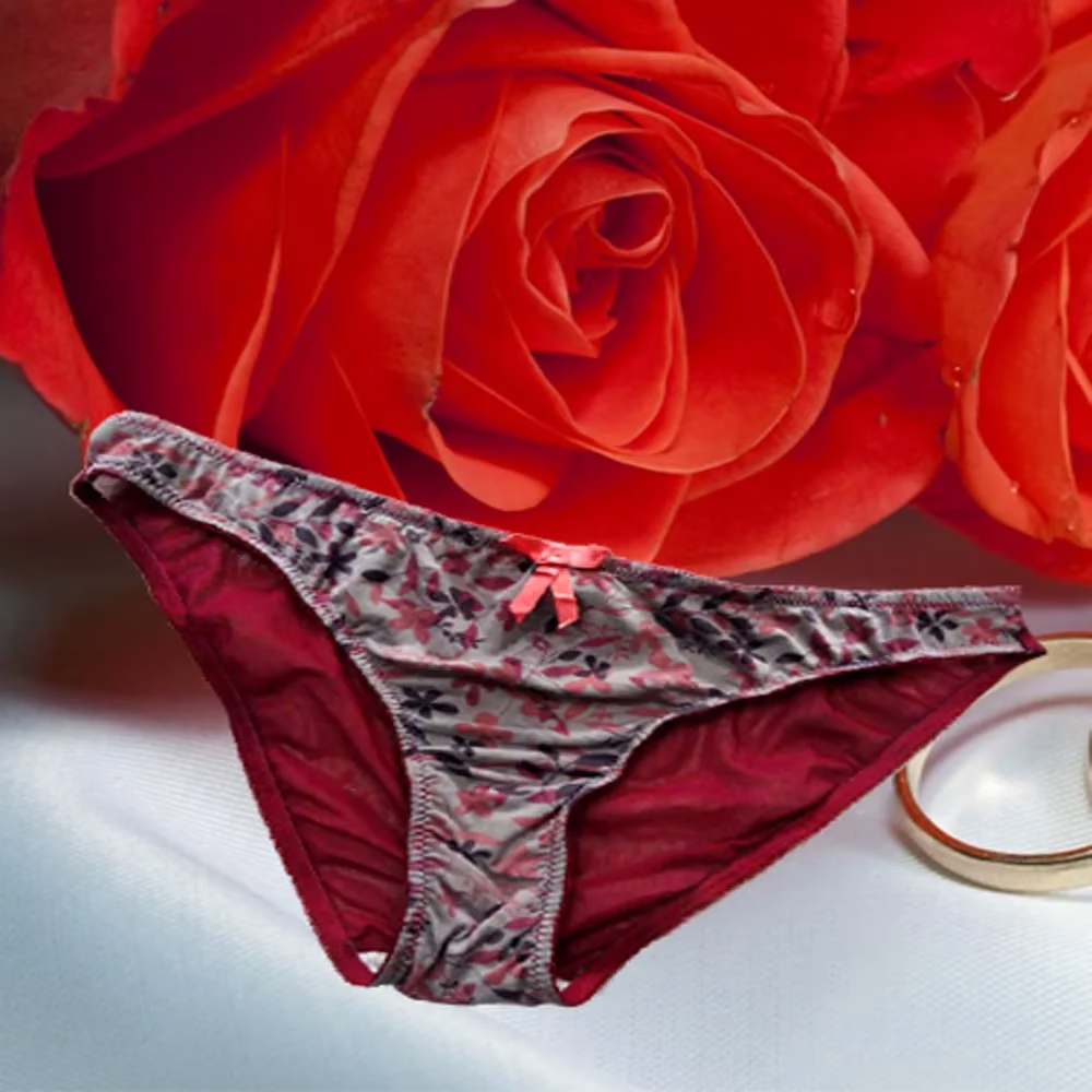 Secret Floral Print Front Bow Brief Size M