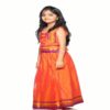 Bhartiya Paridhan -Silk Art Stitched Embroidered Laced Orange Saree(6month-9Years) - Image 2