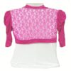 Stylish Crochet Back Magenta Short Shrug - Image 2