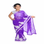 Bhartiya Paridhan -Net Pre Stitched Embroidered Laced Violet Saree(2-11 Years)