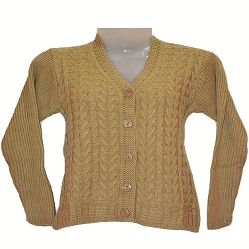Classic Khaki Front Button Cardigan Sweater