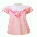 Suzanna Peach Embroidered Placket Cotton Top-Size L