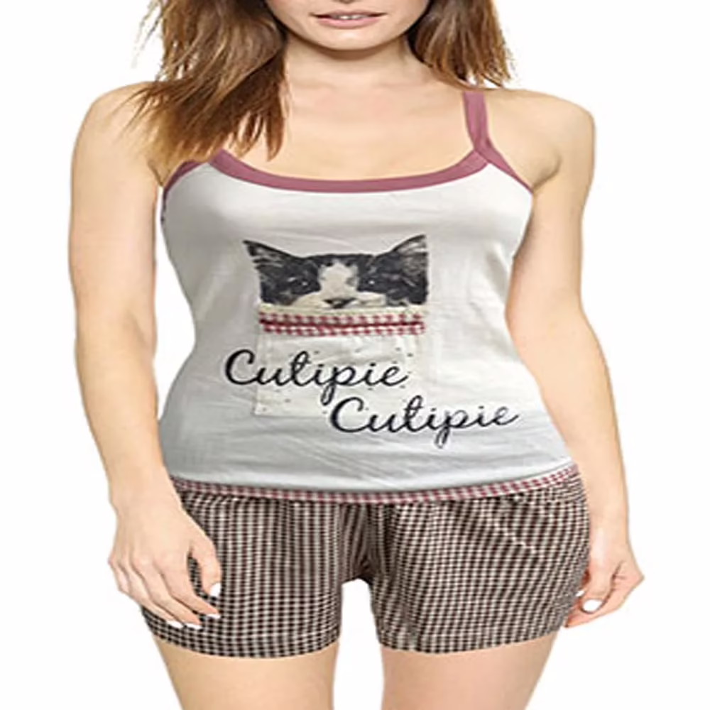 Sylrias Secret Trendy Brown Checks Shorts & Top