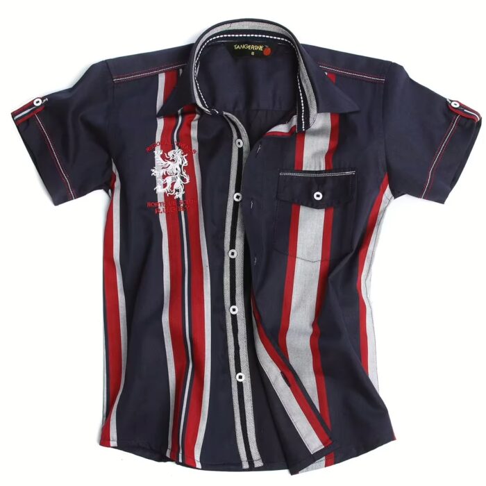 Tangerine-Dragon Printed Red Dull Black Half Sleeves Shirt