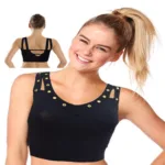 Trendy Black Straight Back Sports Bra