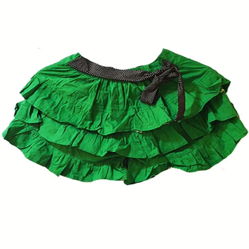 Trendy Green Tiered Ruffled Divider Skirt (6 Years)
