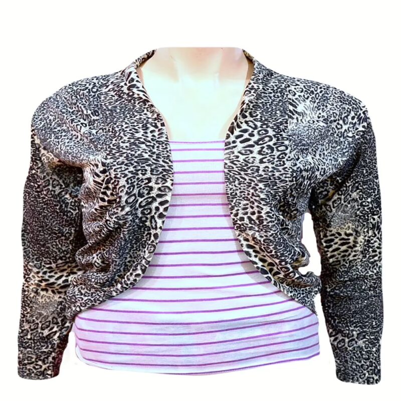 Trendy Leopard Print Black Shrug -Size L-XL