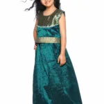 Bhartiya Paridhan -Art Silk Stitched Embroidered Laced Green Saree(6Month-9Years)