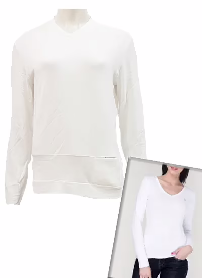 Versace-Off White Full Sleeves Front Pocket Top - Image 2