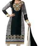 Trendz apparels Rosy Black & White Unstitched suit
