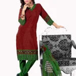 Trendz Apparels Suhani Maroon & Green Printed Unstitched Suit