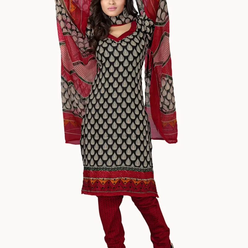 Trendz Apparels Suhani Black & Maroon Printed Unstitched Suit